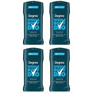 4 Pack Degree Whole Body Deo Ocean Rush Aluminum Free Deodorant Stick 3oz 85g